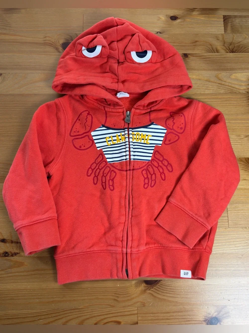 Baby GAP Claw-Some Crab Full Zip Hoodie Size 3
